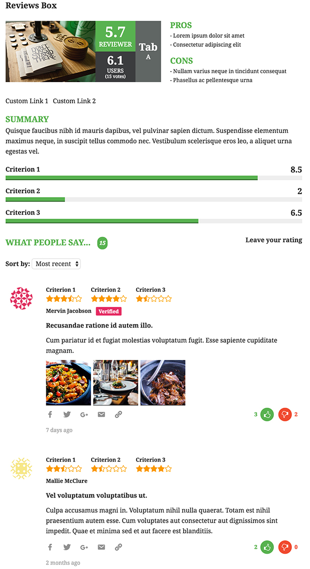 Reviews Box